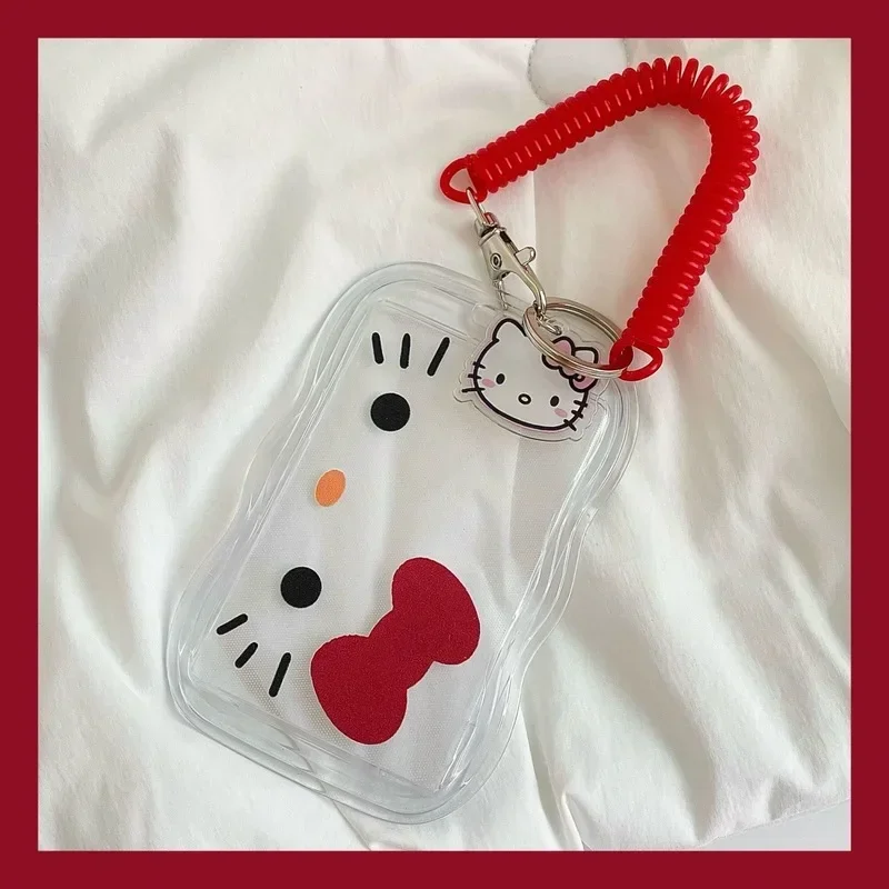 Kawaii การ์ตูน Hello Kitty น่ารัก KT Cat ID Card นักเรียนหญิงพวงกุญแจรถบัสผู้ถือบัตรของขวัญ