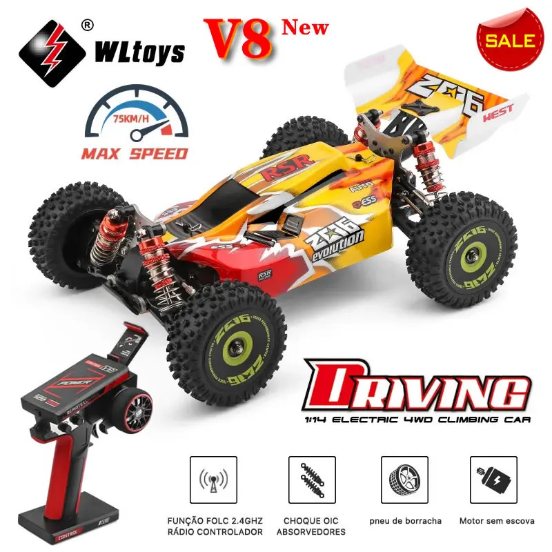 WLtoys 144010 V8 1:14 4WD 75Km / H รีโมทคอนโทรล Drift RC Racing รถ ความเร็วสูง Brushless เครื่องยนต์ Off-Road ยานพาหนะของเล่นเด็กของขวัญ