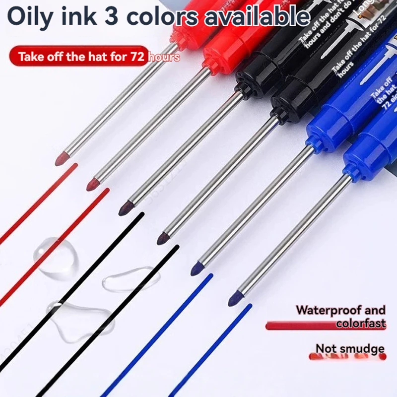 Lot 45mm Waterproof Long Head Nib Deep Hole Markers Pen Tile Carpenter Pen Multi-purpose for Woodworking Black/White/Red Ink