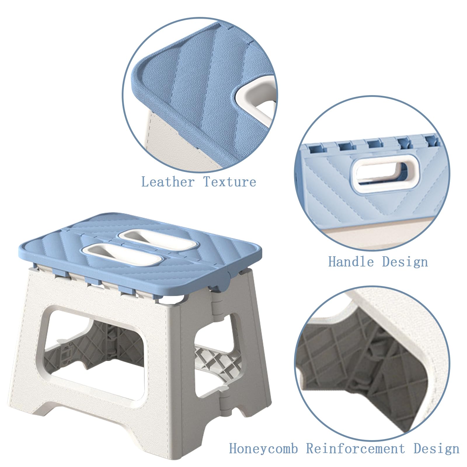 Home Folding Step Stool - Anti-Slip Surface Foot Stool with 8.7 Inch Height - Sturdy & Lightweight Plastic Foldable Step Stool