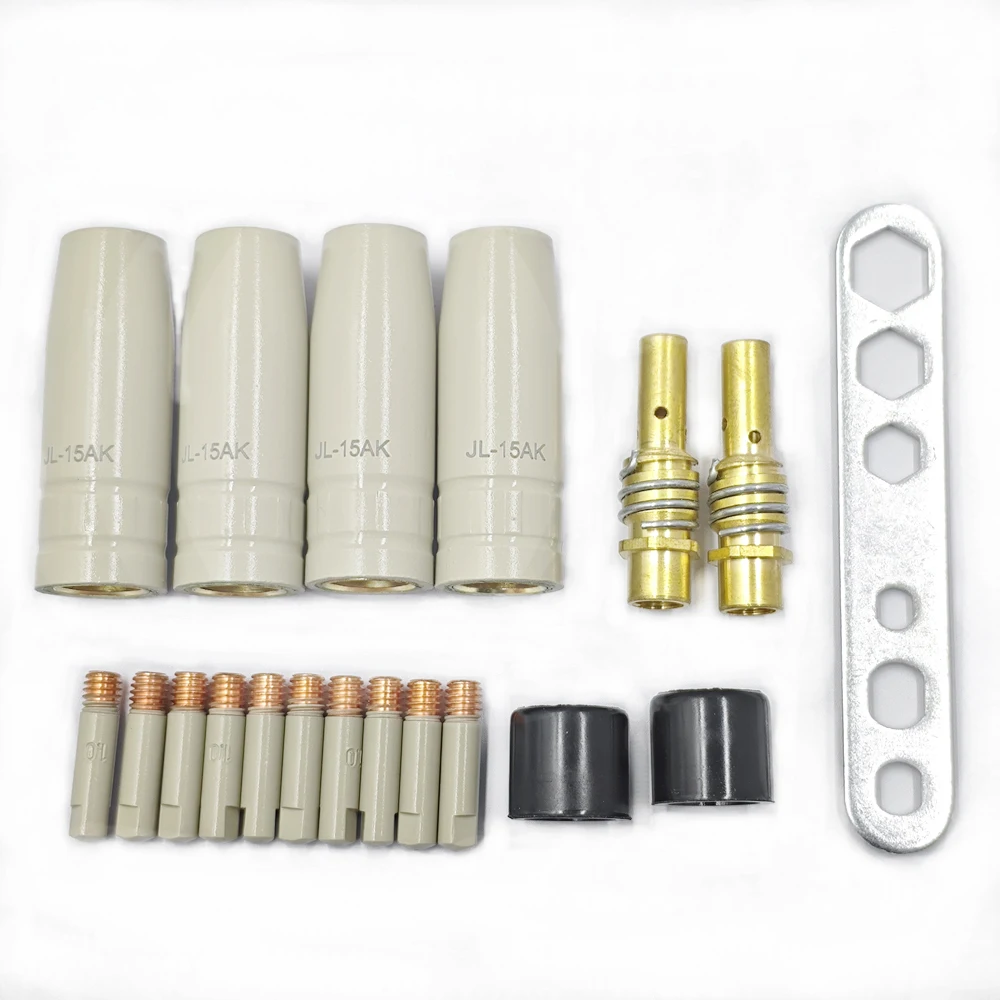 MB-15ak consumibles de soldadura nueva protección de recubrimiento punta de contacto antiadherente 0,8/1,0/1,2mm boquilla protectora sin aire para 15AK MIG