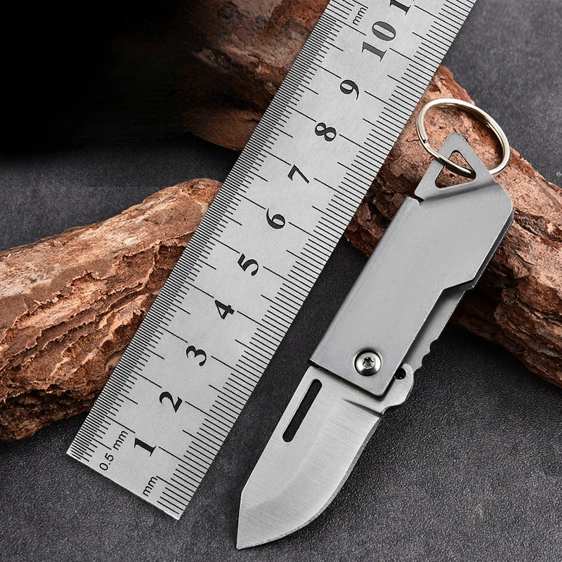 Mini Portable Folding Pocket Knife, Stainless Steel Blade, Keychain, Decoration, Holiday Gift, Travel Camping Tool