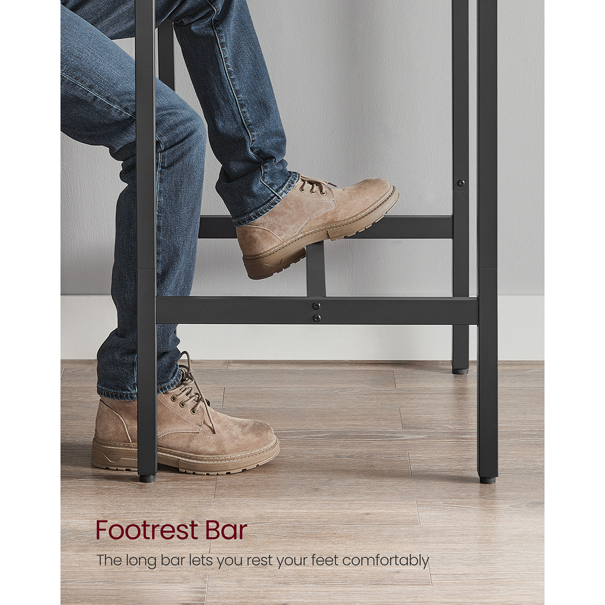 VASAGLE Breakfast Bar, Square Tall Bar Table, Heavy-Duty Steel Frame, 60 x 60 x 92 cm, Easy Assembly, for Kitchen Living Room