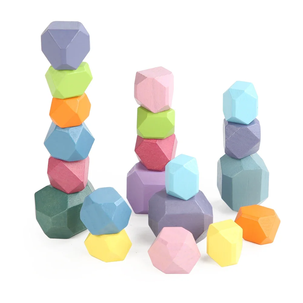ไม้เรียงลําดับซ้อนหินหิน Sensory เด็กวัยหัดเดินของเล่นการเรียนรู้ของเล่น Montessori Building Blocks เกมสําหรับเด็กของขวัญวันเกิด