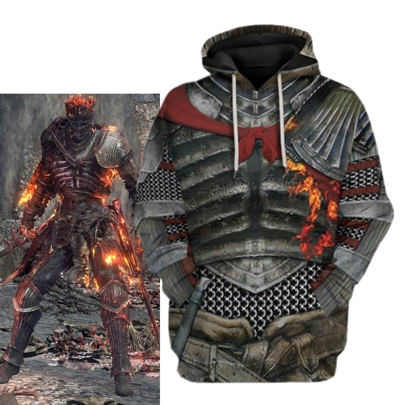 남성과 여성의 3d 인쇄 인기 게임 Dark Souls 까마귀 새로운 패션 캐주얼 후드 티셔츠 Cool Sport Oversize Loose Top