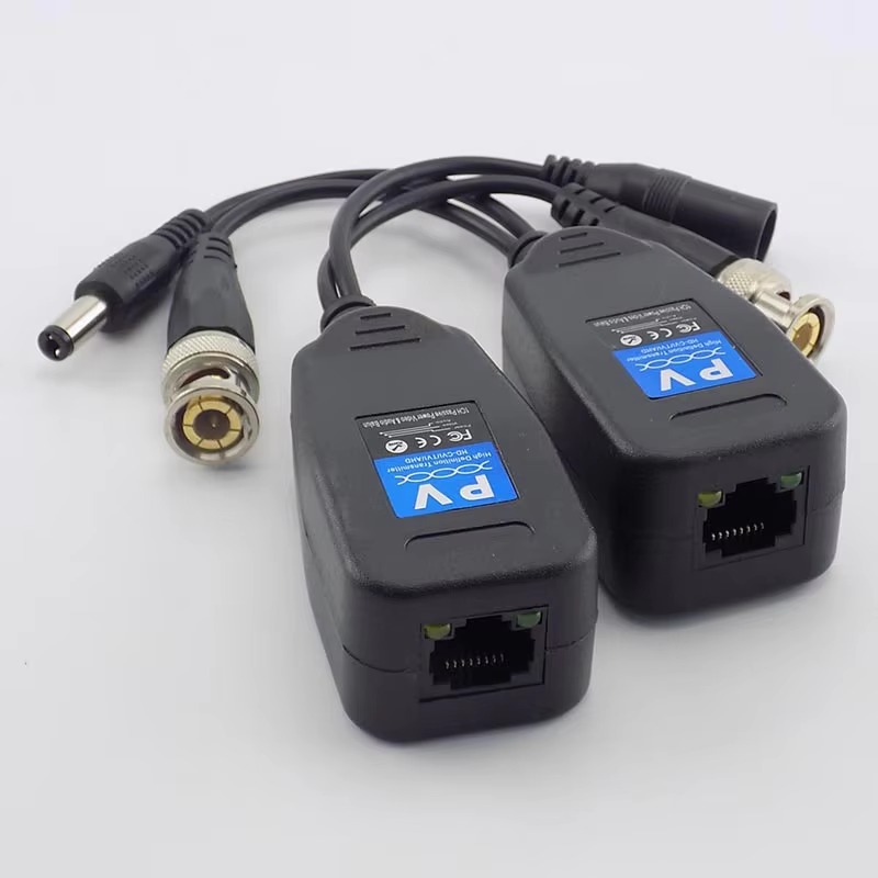 Escam-balão de vídeo passivo, 1 par de (2 peças) cctv, usb, transmissor, conector para rj45, bnc, macho para cctv, câmera de vídeo