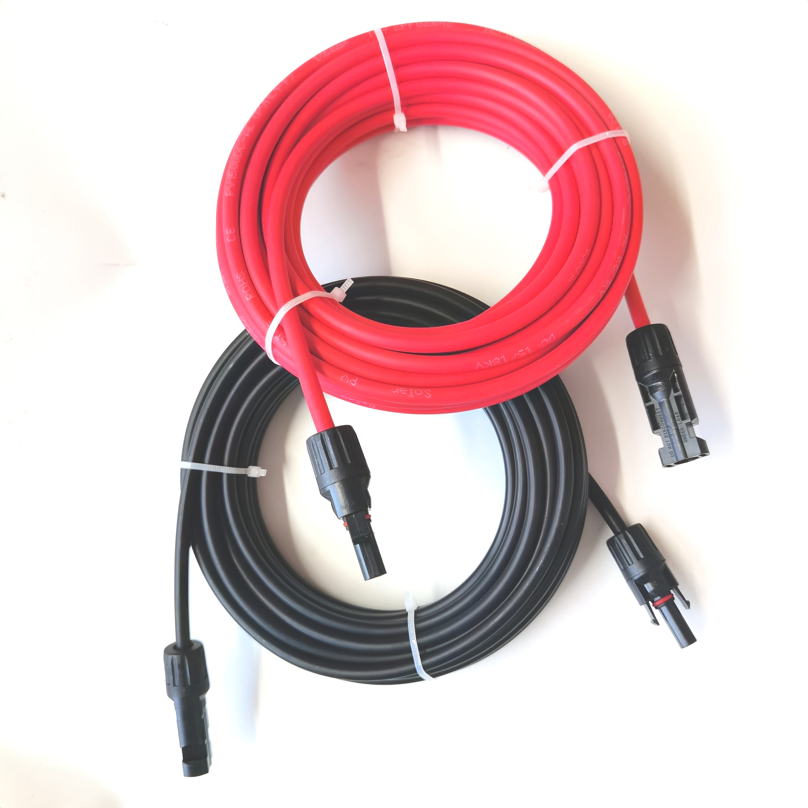 1 Pair Red and Black Double Ends Solar Extension Cable with Connector 2-10 Meters 4mm2/6mm2 Solar Panel Cable Photovoltaic Wire