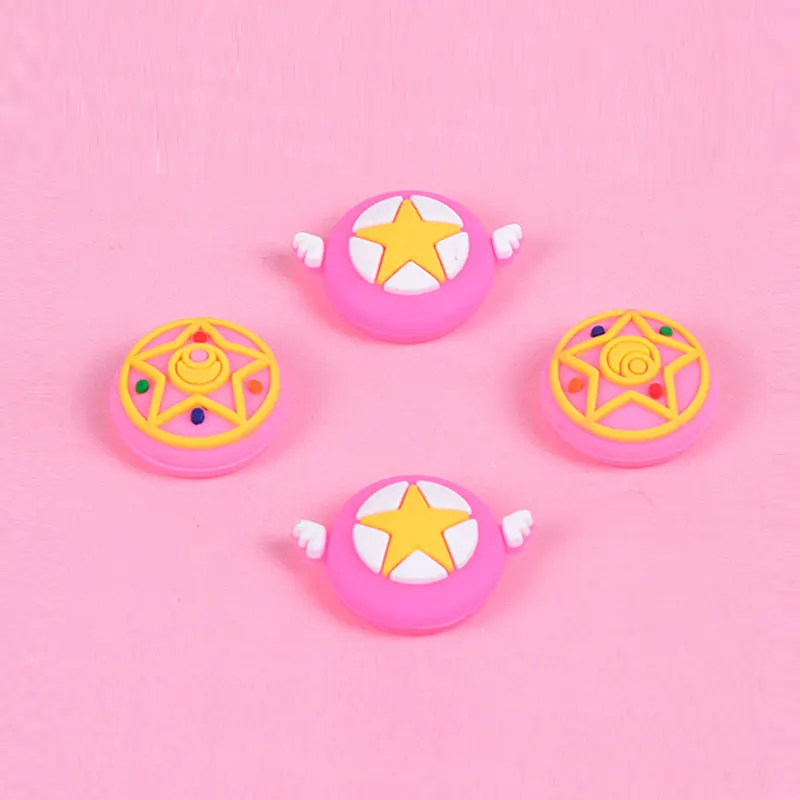 4pcs Soft Silicone Thumb Stick Grip Cap For Nintendo Switch Oled Lite JoyCon Controller Case Cute Cartoon Joystick Button Cover