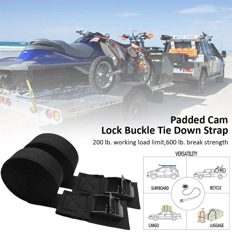 2 ชิ้น 250 กิโลกรัมแร็คหลังคารถ Kayak Cam Buckle Lashing สายคล้องกระเป๋าเดินทางโพลีเอสเตอร์ Quick Release Lashing พร้อมหัวเข็มขัด