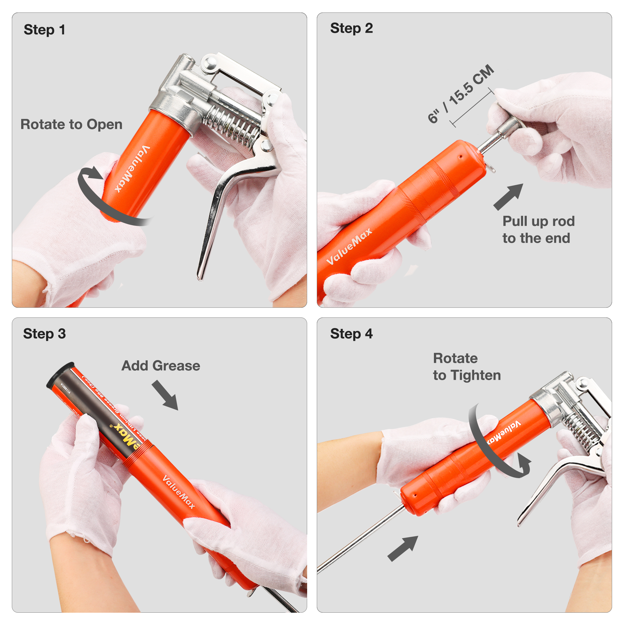 ValueMax 3500PSI Grease Gun Mini Pistol Grip Gun Set Syringe for Oil And Car Lubrication SUV Trucks with Flexible Extension Hose