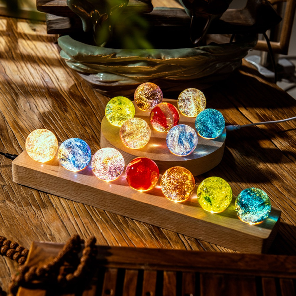 BABQ Fantasy Colorful Glass Star Ball Luminous Planet Astronomy Planets Ball Fantastic Style Home-Decoration B