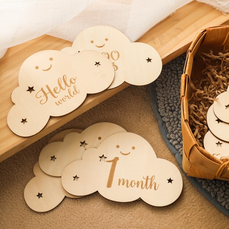 8ชิ้น/เซ็ตเด็กทารก Milestone Cards รูปร่างเมฆน่ารัก Milestone Memorial รายเดือนเด็ก Commemorativenir ทารกแรกเกิดอุปกรณ์เสริม
