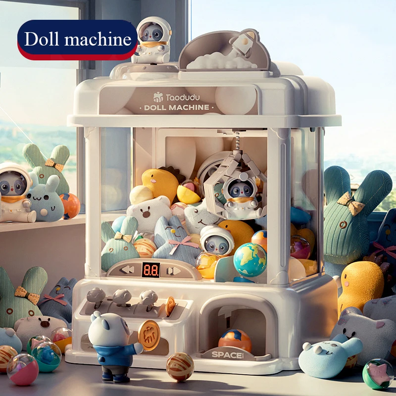 ตุ๊กตาเครื่องเด็กหยอดเหรียญเล่นเกม MINI Claw จับของเล่น Crane เครื่องเพลงตุ๊กตาเด็ก Xmas ของขวัญของเล่น Claw Machine