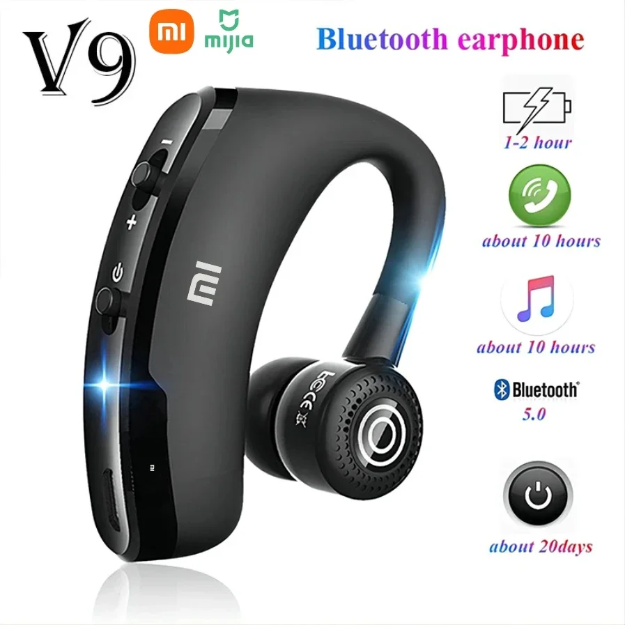 XIAOMI V9 Bluetooth auriculares colgantes deportivos de un solo oído con micrófono HD música negocios auriculares con Control táctil