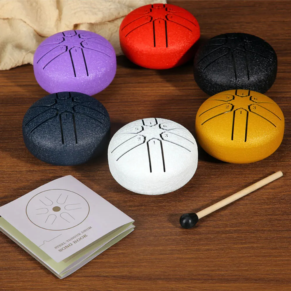 3 pollici 6 toni lingua d'acciaio tamburo all'aperto pioggia tamburo strumento mini tamburo a mano bacchette etere accessori per batteria a percussione