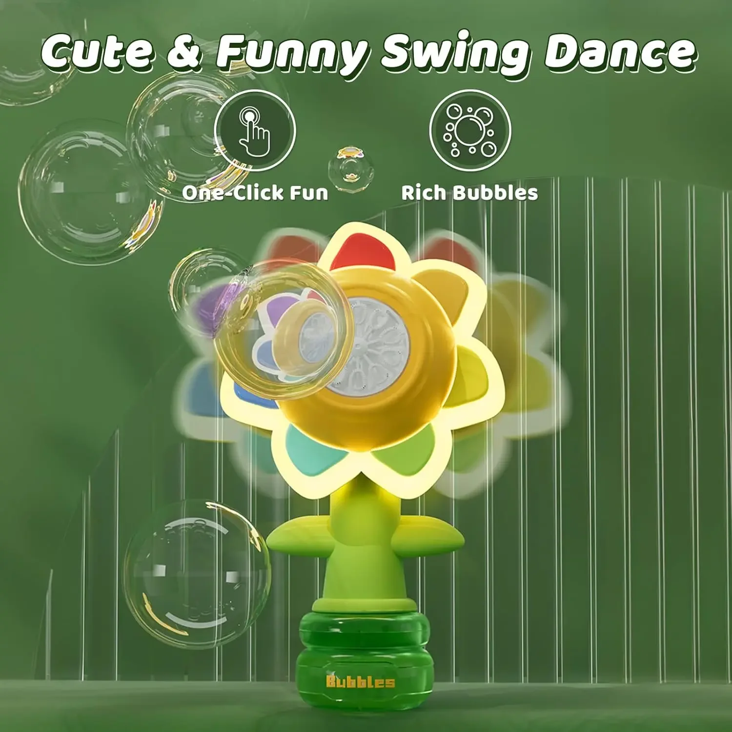 3-speed Adjustment Sunflower Bubble Machine Adjustment Automatic Portable Blowing Bubble Bath Toy Night Light Birthday Party