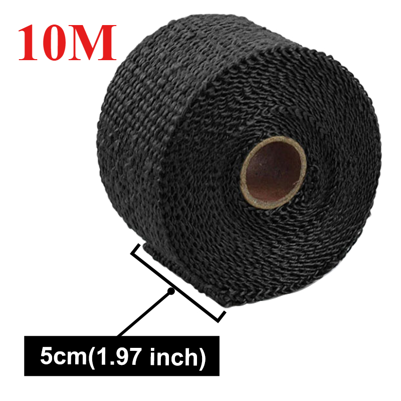5 CM * 10 M Uitlaatpijp Isolatie Thermische Warmte Wrap Roll Isolatie Katoen Banaan Doek Motorfiets Glasvezel Hitteschild tape