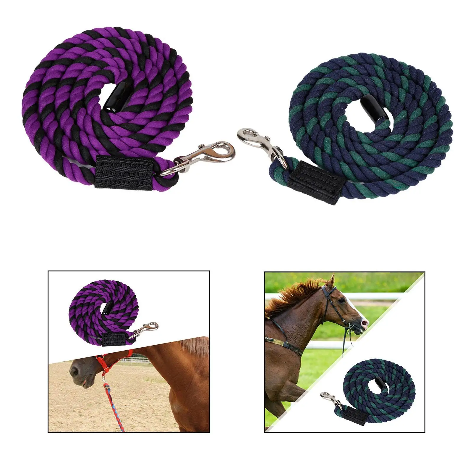 Corda di piombo per cavalli Rein Halter Corda Guinzaglio per cavalli Corda per cani, pecore, animali domestici resistenti con bullone girevole Attrezzatura equestre a scatto