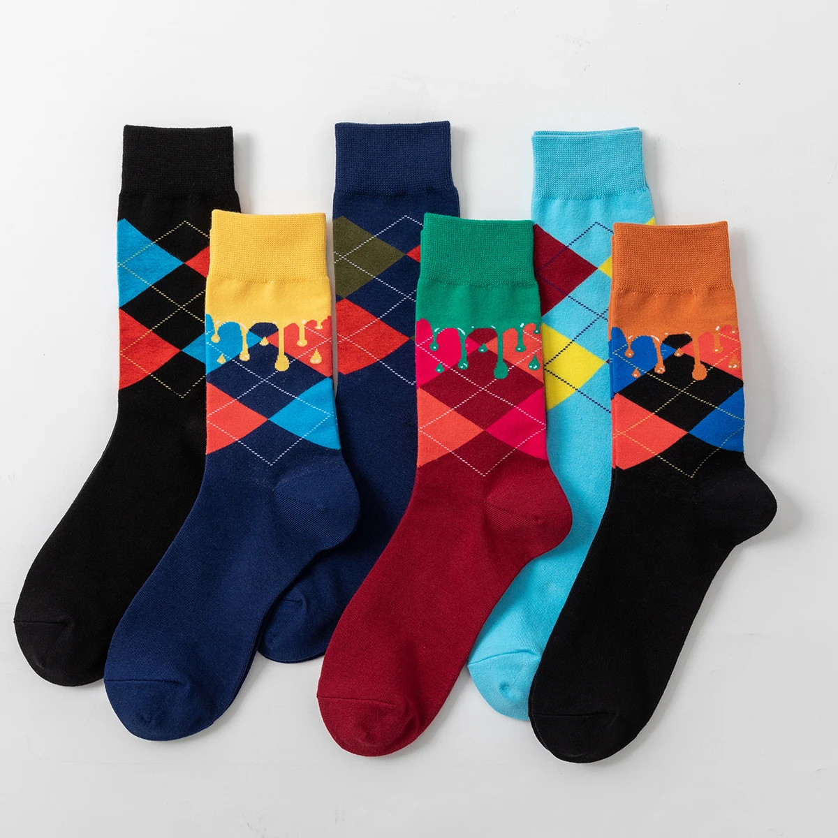 5-6 pares de nuevos calcetines de algodón peinado de alta calidad para hombres y mujeres, calcetines divertidos informales novedosos de moda feliz para monopatín para hombres