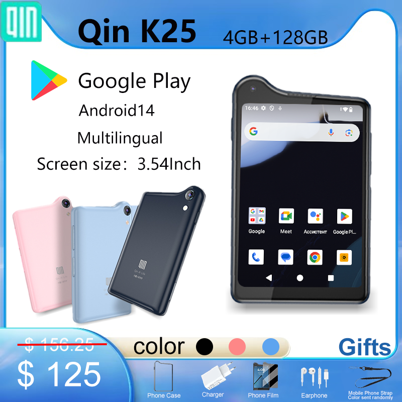Nuevo Qin K25 Android 14 Google Paly MTG81 pantalla táctil 3,54 pulgadas RAM4GB ROM 128GB Wifi Bluetooth Mini teléfono