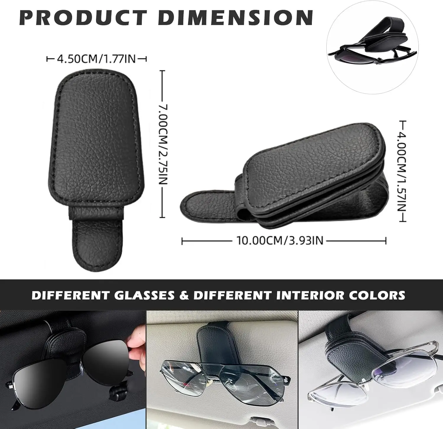 El soporte para gafas de sol es adecuado para sombrillas de coche, Clip magnético para gafas de sol de cuero y Clip para billetes, accesorios para sombrilla de coche