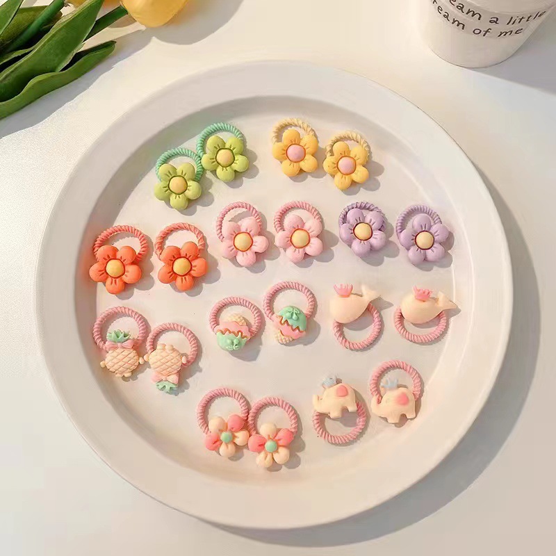 20 pçs acessórios de cabelo para menina elástico faixas de cabelo bonito flores estilo anel de cabelo crianças festa de aniversário cocar