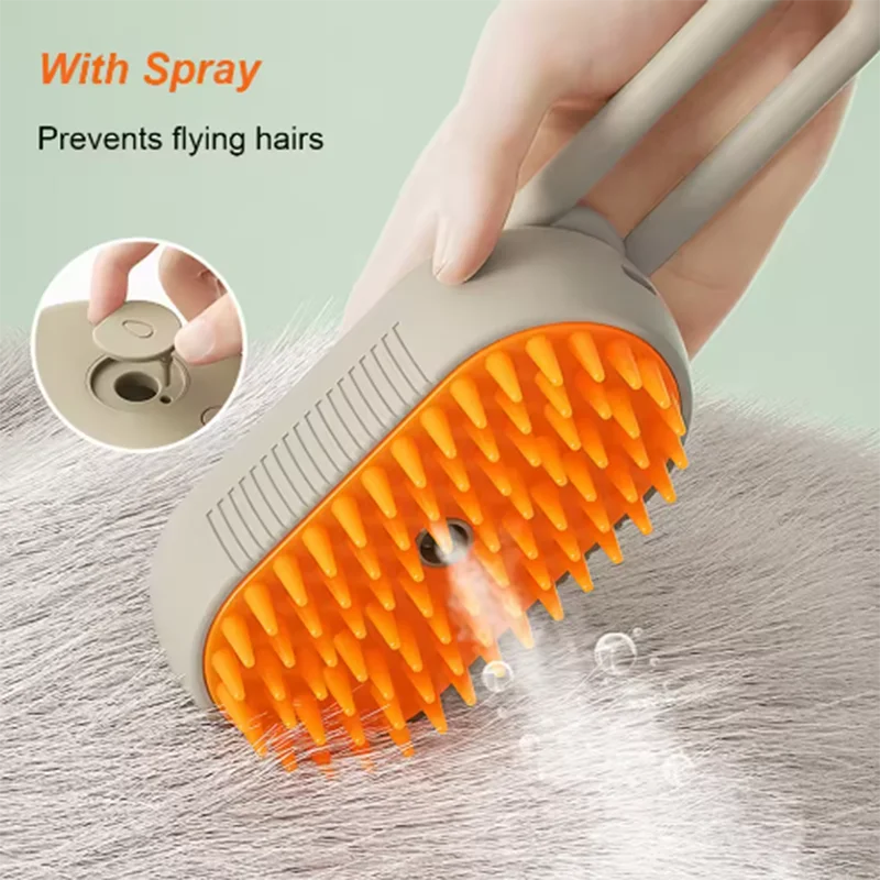 Hot Cat Dog Pet Spray Massageborstel Eén knop Stoomspray Opvouwbaar Draaibaar Drijvend haar Bad Ontharingsborstel Kam