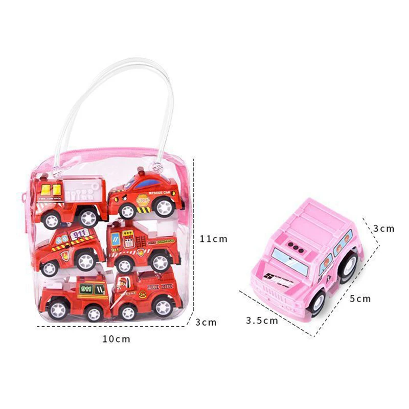 6 pezzi modello di auto giocattolo tirare indietro auto giocattoli veicolo mobile camion dei pompieri taxi modello bambino mini auto ragazzo giocattoli regalo pressofuso giocattolo per bambini