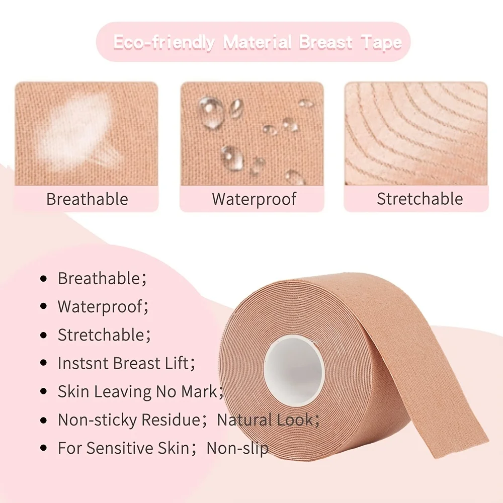 Cinta elástica para levantamiento de senos, tono de piel invisible, transpirable, sin rastro, antiflacidez, leche fruncida, perfecta para sin tirantes
