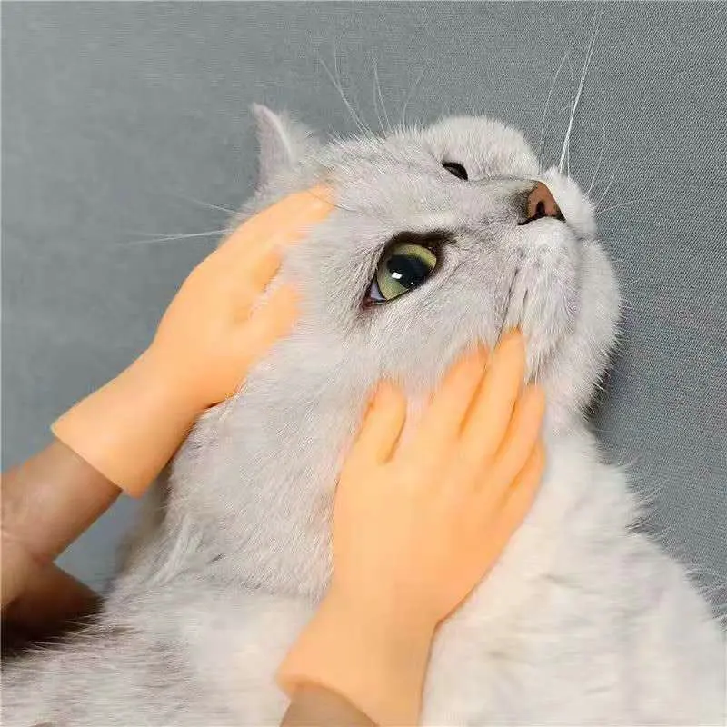 จําลองมือเล็กๆตลกมินิมือเท้าแขนซิลิโคนหุ่นมือนวนิยาย Prank ของเล่นนิ้วมือ Tease Cat Props