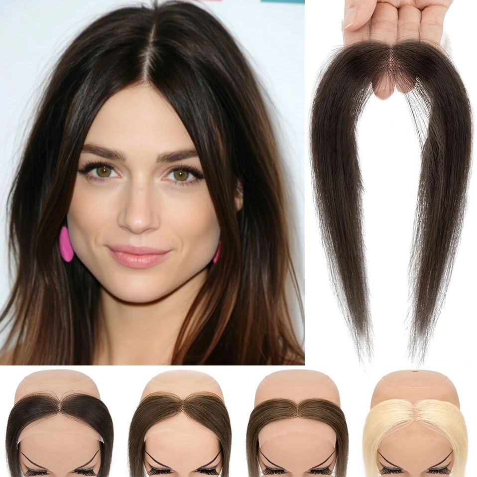 S-noilite Lace Front Perücke Echthaar Topper Haaransatz Haar Patch Handgewebter Einzelknoten Natürliches unsichtbares Ersatzhaarteil