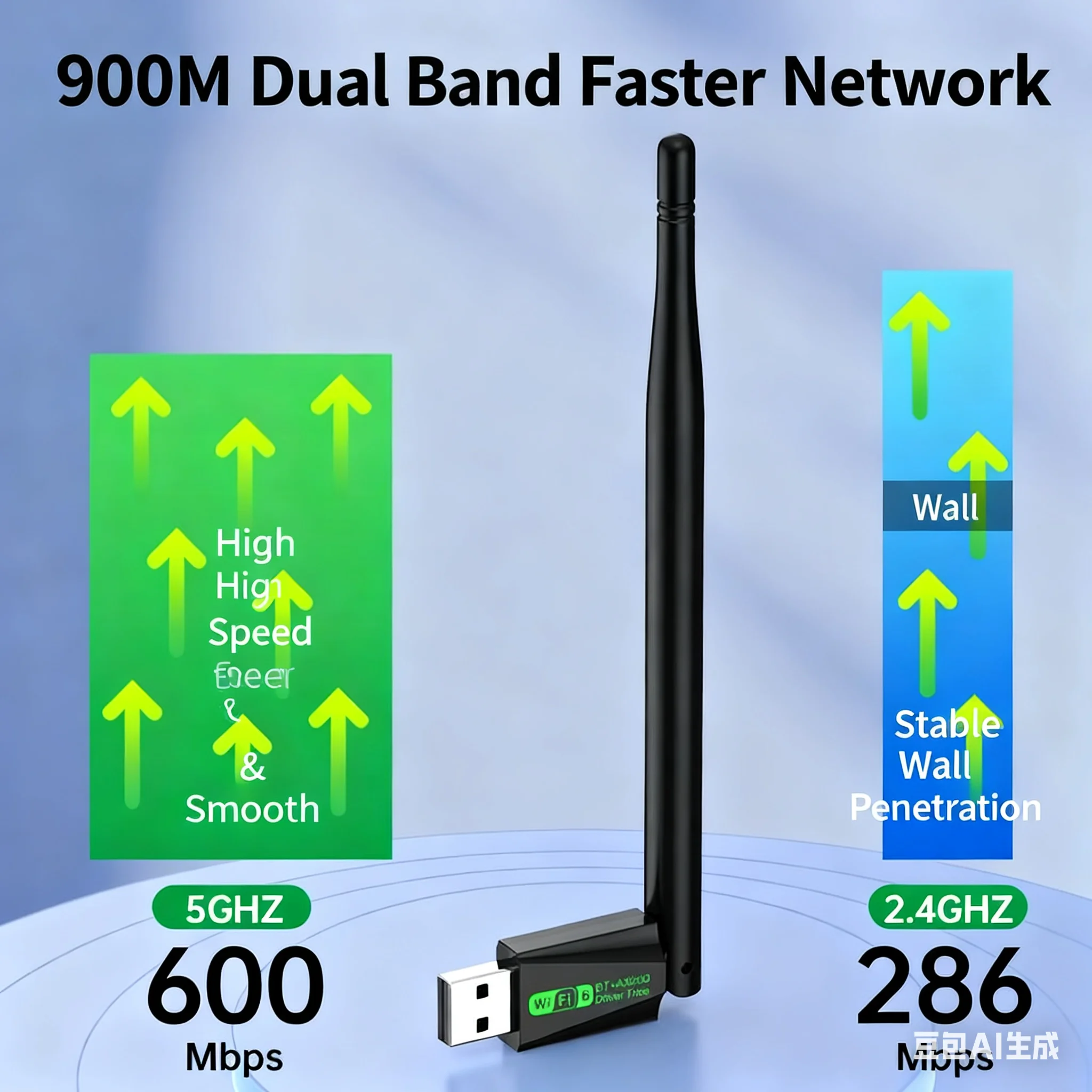 WiFi 6 USB Adapter 600Mbps Bluetooth 5.4 AX900 USB Dongle Wireless Network Card Dual Band 2.4G 5G Ethernet Receiver Free Driver
