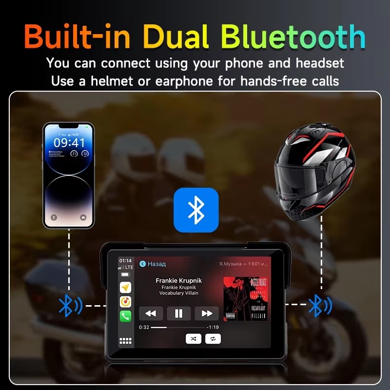 5/7 pollici Carplay Moto 2K HD DVR Navigazione GPS Wireless CarPlay Android Auto Airplay Display Schermo Portatile Moto Monitor
