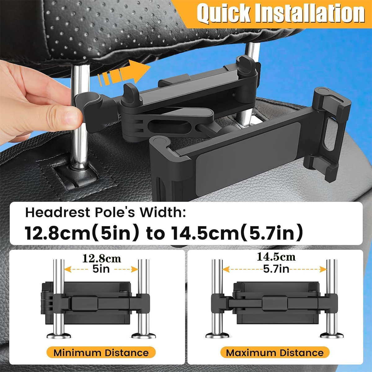 Suporte para tablet para carro, suporte para encosto de cabeça para tablet, berço compatível com dispositivos para ipad air mini, outro celular de 4.7-12.9"