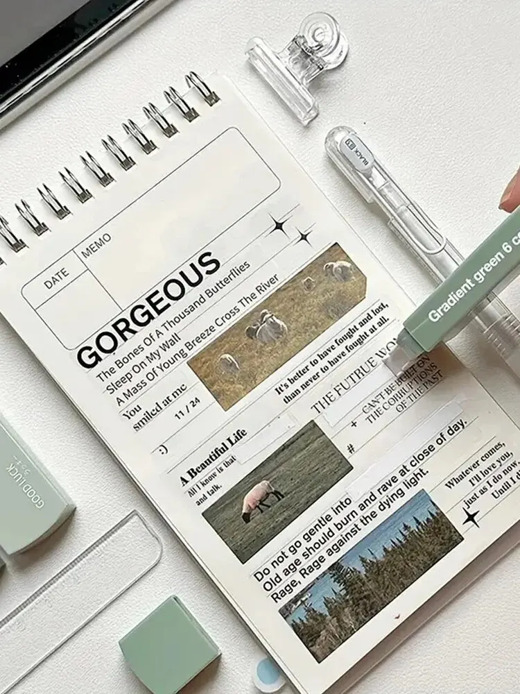 1 แพ็ค 6 เทปแก้ไขGradients MacaronสีแบบพกพาMute Trackless Square Shapeใช้งานง่ายสําหรับโรงเรียนOffice Home Supp
