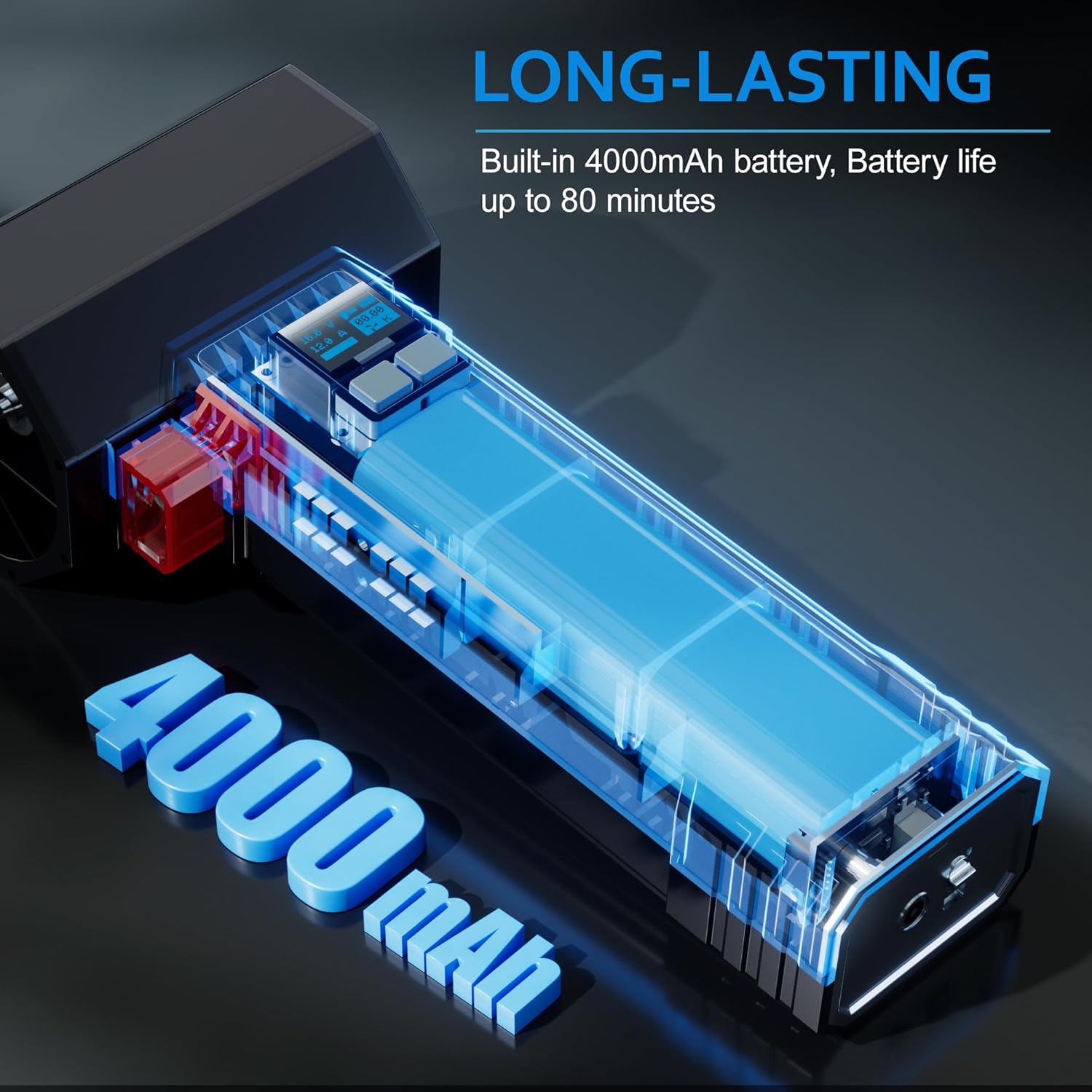 Auto-gewalttätiges Luftgebläse, leistungsstarker Hand-Turbo-Jet-Ventilator mit LED-Beleuchtung, 64 mm bürstenloser Motor, Hochgeschwindigkeits-4000 mA, 1200 g Schub