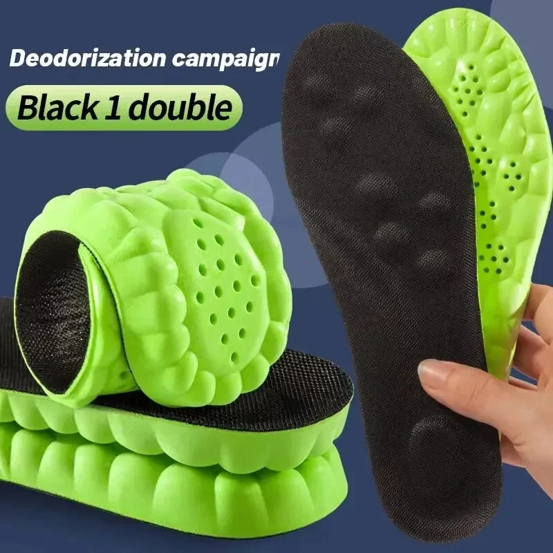 Plantillas deportivas con tecnología de nube 4D para zapatos, suela de PU, cojín suave y transpirable con absorción de impacto, plantillas ortopédicas para correr