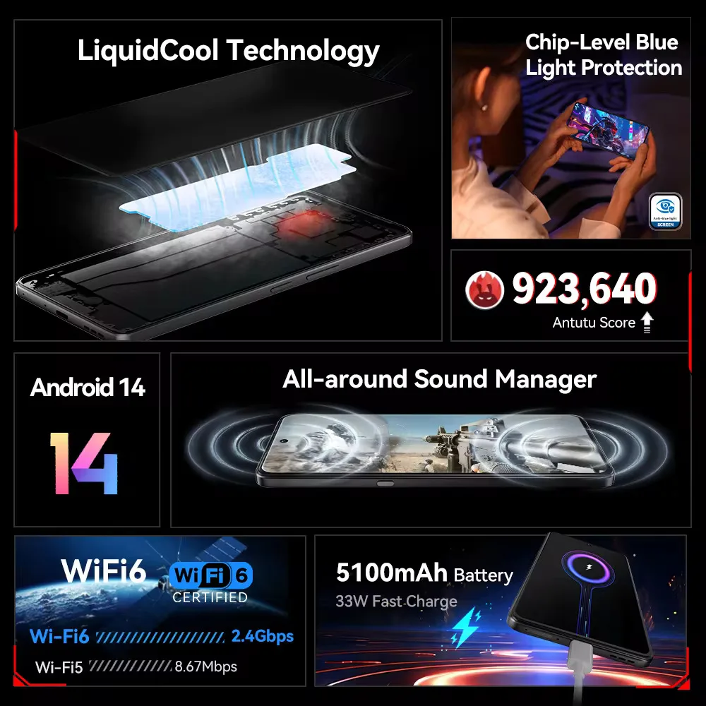 CUBOT MAX 5 5G Smartphone MTK Dimensity 8200 Octa Core 6.95" 144Hz Screen 24GB(12GB+12GB)RAM+256GB ROM Android 14 Smart Phone