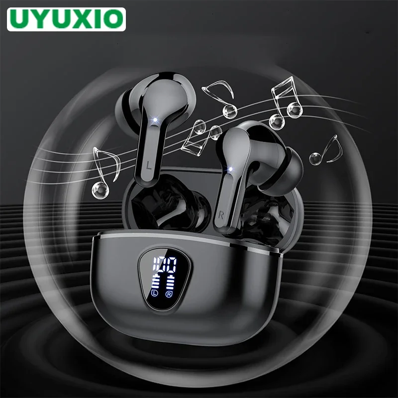 Nuevos auriculares inalámbricos estéreo HiFi BT5.3 con cancelación de ruido ENC pantalla LED de 48H auriculares IP7 auriculares impermeables