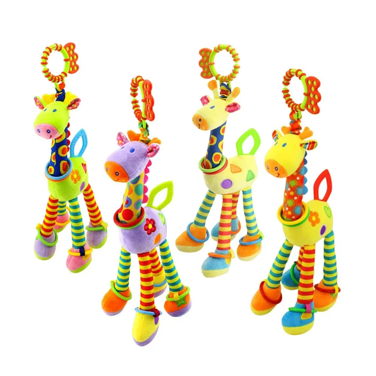 1pcs สุ่มยีราฟ Handbells Rattles ตุ๊กตาเด็กทารก Development Handle ของเล่น Teether ของเล่นเด็กสําหรับทารกแรกเกิดของขวัญ