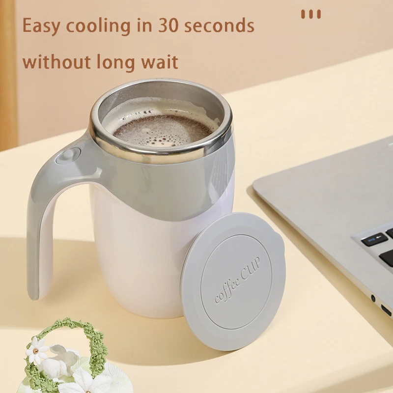 Taza de café con agitación automática, vaso de café de mezcla automática de acero inoxidable eléctrico magnético, giratorio para viajes en casa y oficina