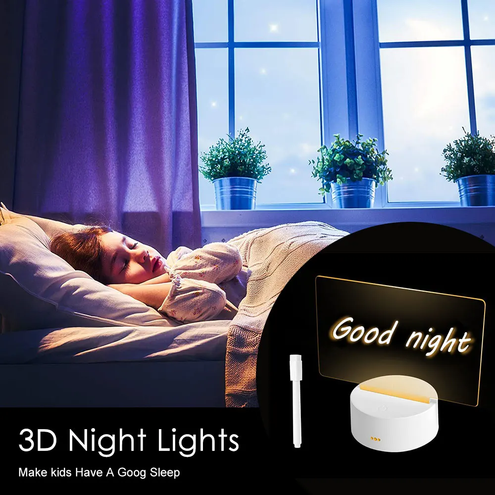USB Note Board Message Board Nachtlicht mit Stift Farbwechsel Atmosphäre Lampe DIY Tisch lampe lösch bare Acryl Board Licht
