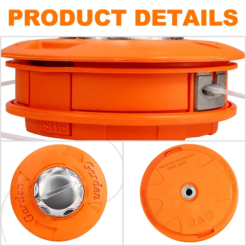 Cortacésped con cepillo de nailon y aluminio M10, carrete de golpe, cortadora de césped, cabezal cortador de 2 líneas, línea de hilo, sierra de hilo, cortacésped con cepillo