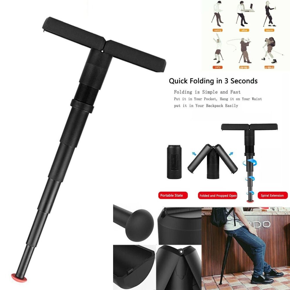 Portable Folding Chair Gifts Adjustable Plastic Subway Telescopic Stool Black Compact Lightweight High Chair