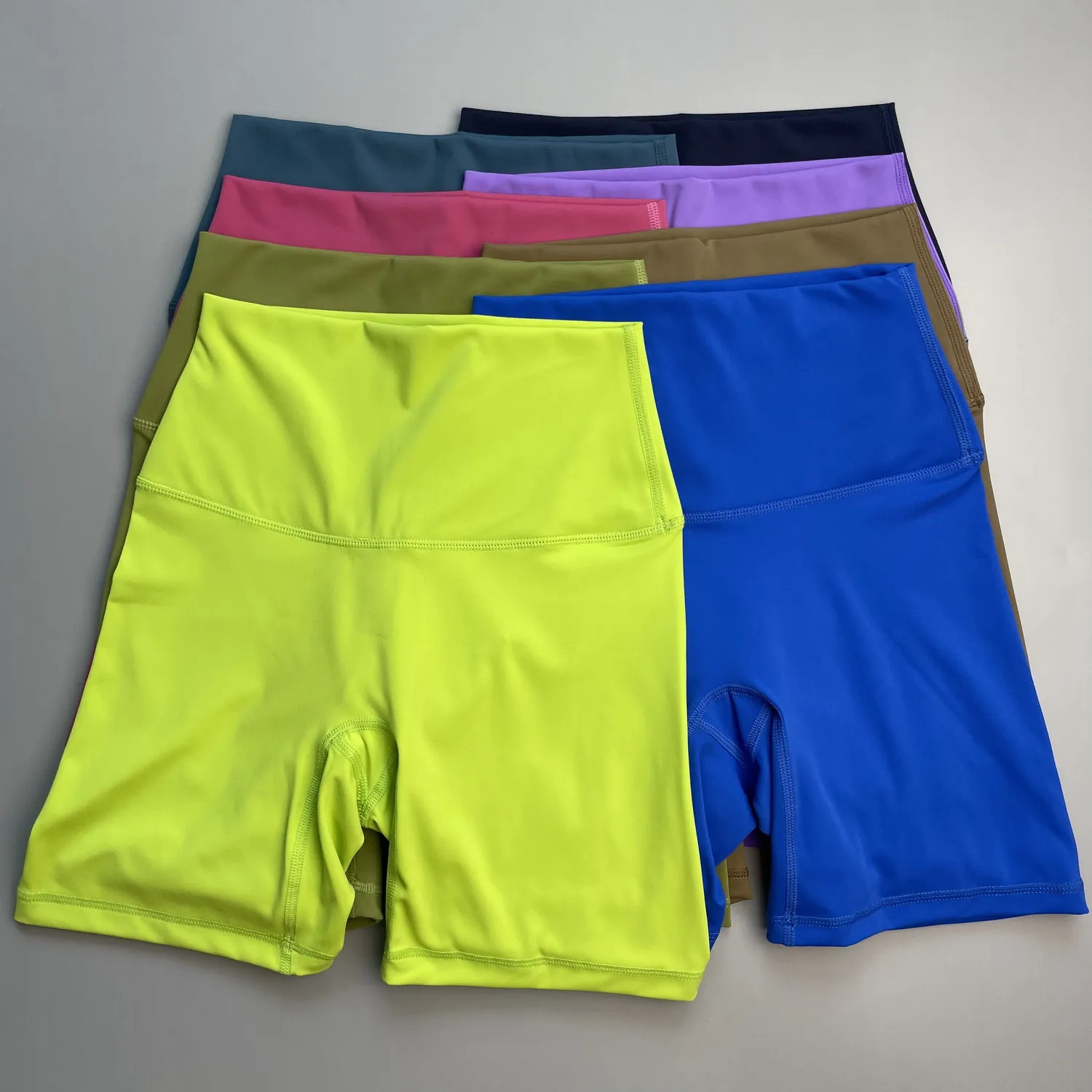 Solid Color Women Fitness Sports Short High Waist Yoga Short Leg Cycling Comprehensive Training Jog Squat Proof Internal Pocket