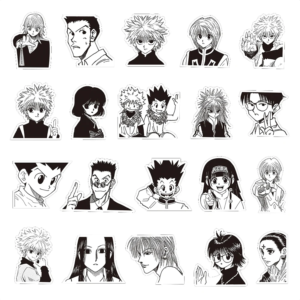 10/30/70pcs 일본 애니메이션 HUNTER×HUNTER 스티커 클래식 쿨 데칼 장식 노트북 전화 수하물 블랙 화이트 만화 스티커