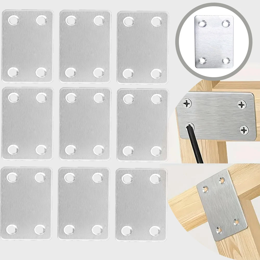 Soporte de ángulo recto de acero inoxidable, soporte de ángulo fijo recto de cuatro orificios, sujetadores para muebles, madera, estantes, gabinetes,