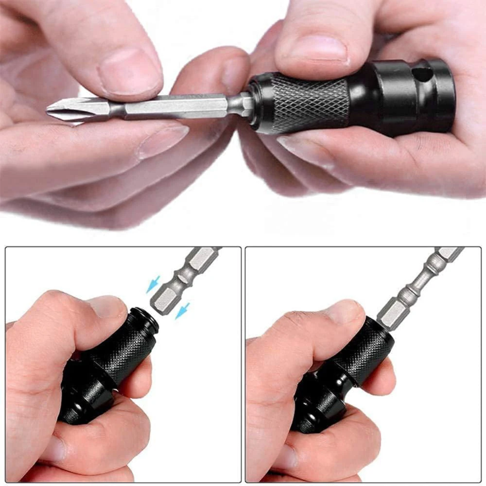 Adattatore per avvitatore a percussione da 1/2 "a 1/4" HEX Convertitore presa a cambio rapido Strumento a cricchetto Manicotto di trasmissione Femmina Femmina A sgancio rapido