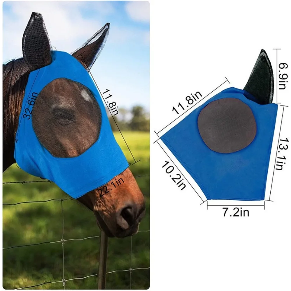 1PC Fliegen Masken Anti Moskito Elastische Mesh Pferd Gesicht Schilde Atmungsaktive Pferd Kopf Abdeckung Haube Reiten Reit Ausrüstung