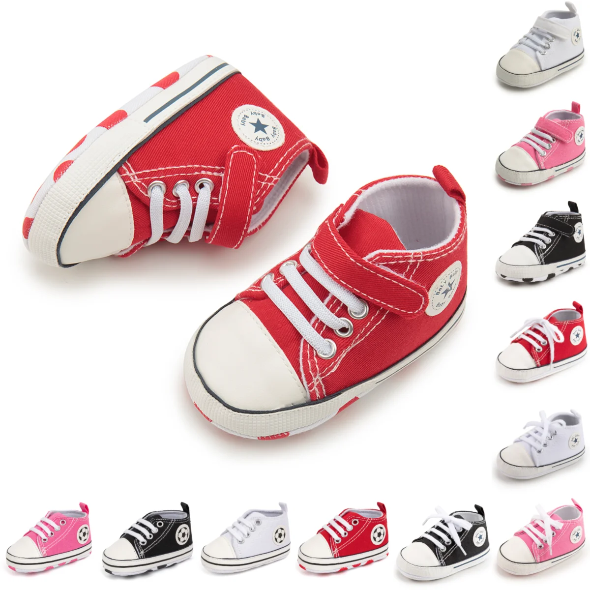 Hauts bébé football premiers marcheurs classique toile espadrilles décontractées coton doux semelle antidérapante mode polyvalent sport Style